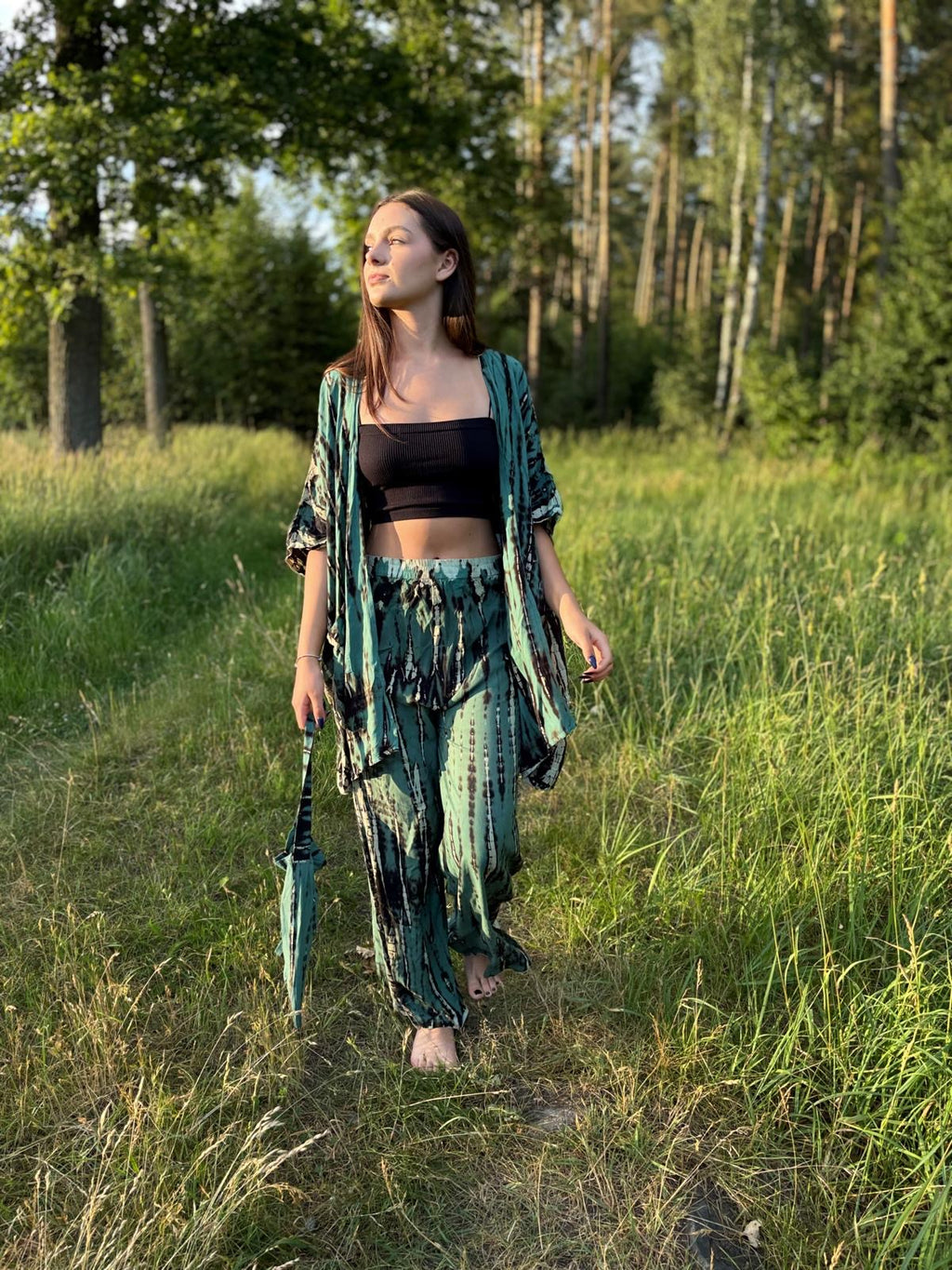 Moss Deep set kimono I spodnie tie dye