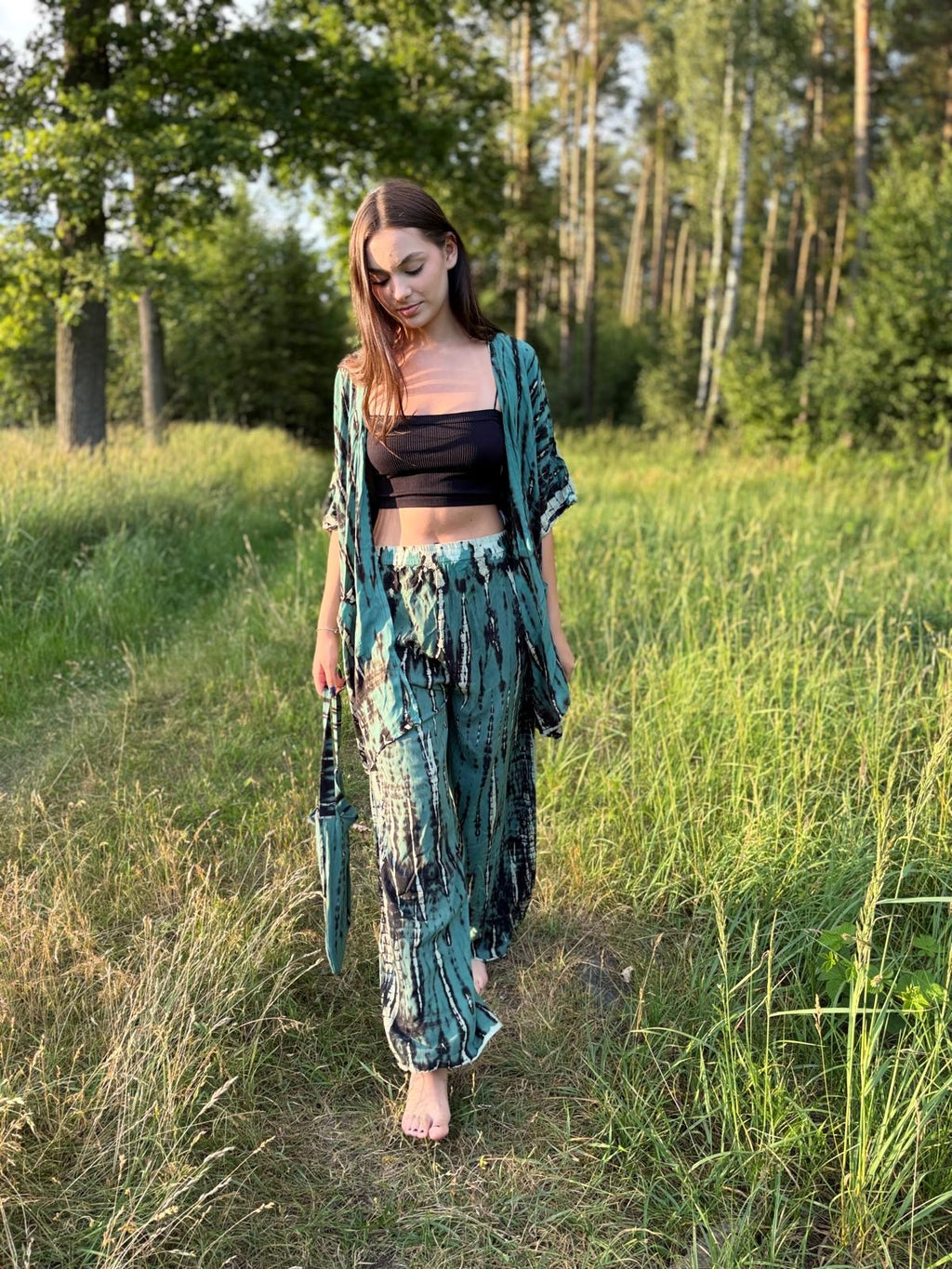 Moss Deep set kimono I spodnie tie dye